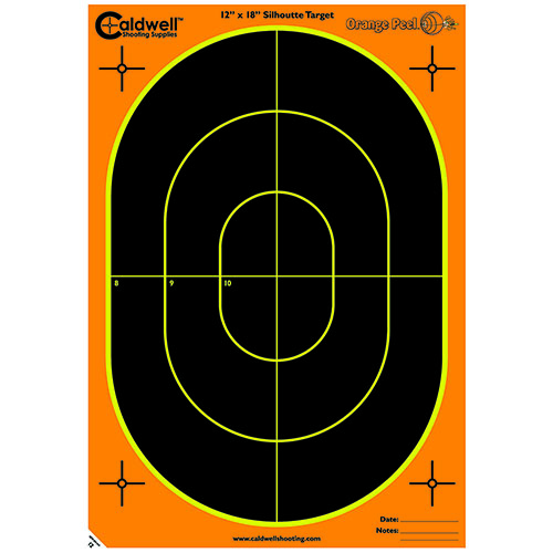 I bersagli Caldwell Orange Peel Oval da 18" offrono visibilità immediata dei colpi grazie alla tecnologia dual-color flake-off, facilitando l'acquisizione anche a lunga distanza.