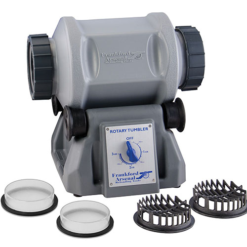 Il Frankford Arsenal® Platinum Series Rotary Tumbler 7L pulisce l'ottone in modo rapido ed efficace, con capacità di 1000 pezzi e timer integrato.