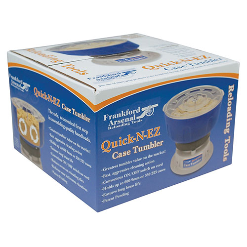 Il Frankford Arsenal® Quick-n-EZ™ Case Tumbler pulisce rapidamente e facilmente le tue munizioni, rimuovendo residui e ossidazione, con capacità fino a 600 casi 9mm.