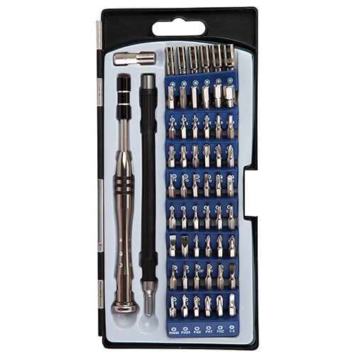 Set di 58 pezzi Wheeler Precision Micro Screwdriver, ideale per lavori di precisione, con una custodia organizzata per un facile trasporto e stoccaggio.
