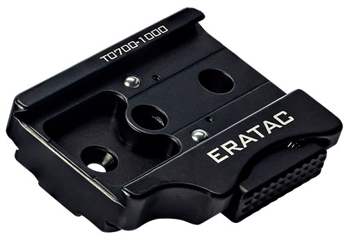 L'adattatore per treppiede ERATAC trasforma un attacco standard $1/4$"-20 in uno slider ERA-TAC per rotaie ARCA, compatibile con T0700-1000 e T0700-2000.