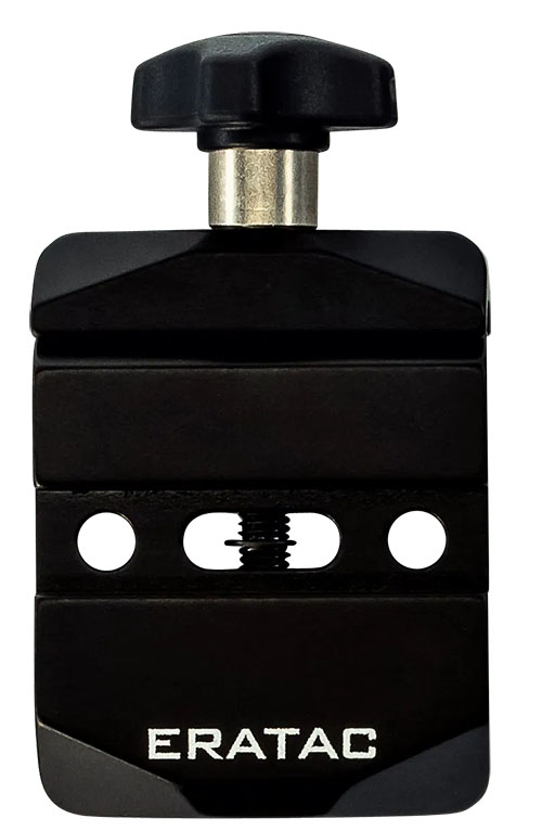 Il Slider con Jaw di ERATAC per ARCA Rail offre compatibilità universale e resistenza, permettendo un rapido montaggio di accessori vitali per operazioni intense.