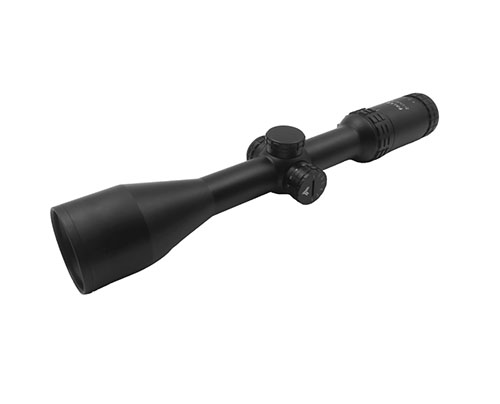 Il mirino Falke 2-12x50 L4 offre un reticolo Mil Dot illuminato, 11 livelli di luminosità, torrette 0.1 MRAD e un design robusto per calibro variabile.