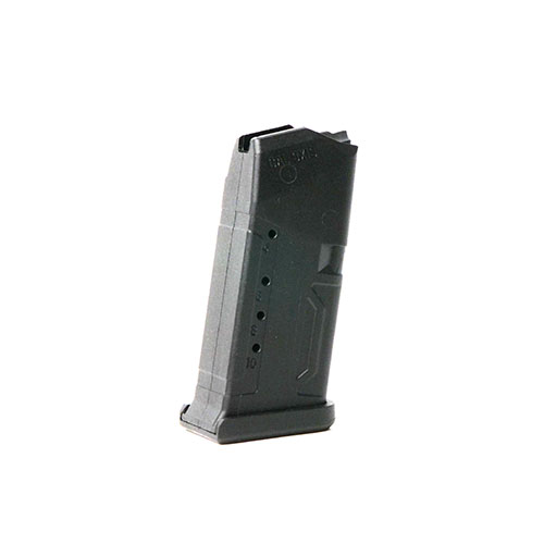 Il Glock Magazin 9mm da 10 colpi offre una molla in acciaio inossidabile, fondo rimovibile per la pulizia, identificazione a colori e finestre per indicare la capacità.