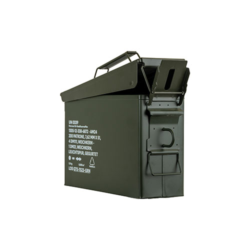 La BW Ammo Can Size 1 di German Tactical Systems offre protezione robusta in acciaio, guarnizione in gomma, chiusura sicura e manico pieghevole per un trasporto facile.