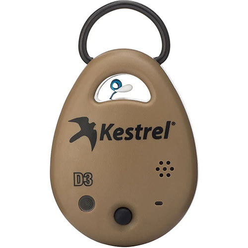 Il Kestrel DROP D3 offre misurazioni precise di temperatura, umidità e pressione, ideale per il tiro a lungo raggio e altre applicazioni professionali.