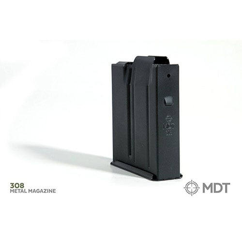 Il caricatore MDT Metal Short Action 308 da 10 colpi offre una costruzione in acciaio ad alta resistenza, finitura nitride e rivestimento Cerakote Elite per massima durata.