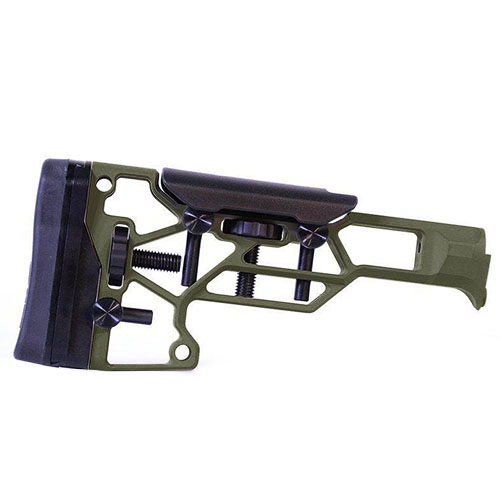 L'MDT Skeleton Rifle Stock V5 Standard offre regolazioni senza attrezzi per un comfort ottimale, con adattamenti orizzontali e verticali per una posizione di tiro perfetta.