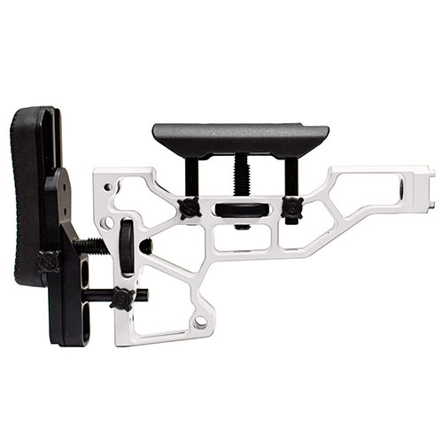 Il MDT Skeleton Rifle Stock offre regolazioni senza attrezzi per un comfort ottimale, adattandosi perfettamente a chassises ACC ed ESS (interfaccia XTN).