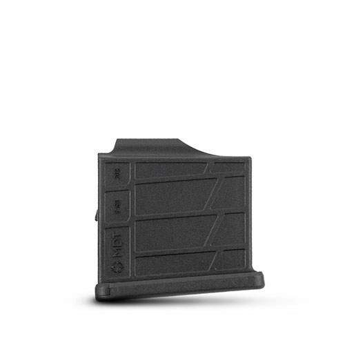 Il caricatore MDT AICS in polimero da 5 colpi è resistente, compatibile con vari chassis e progettato per cartucce .308 e 6.5 Creedmoor, garantendo prestazioni elevate.
