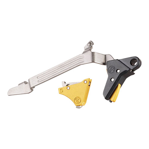 Il Timney Alpha Competition Trigger offre un peso di sgancio di 3 lb, installazione semplice e massima affidabilità, ideale per i modelli Glock Gen 5.