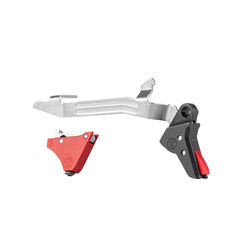 Il grilletto Timney Alpha Competition offre un peso di trazione di 3 lb, installazione facile e affidabilità comprovata, migliorando la precisione delle pistole Glock.