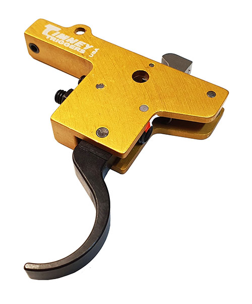 Il grilletto MAUSER FEATHERWEIGHT di TIMNEY offre una regolazione continua del peso di sgancio (1.5-4lb) e un'installazione semplice per fucili Mauser M93/M96.