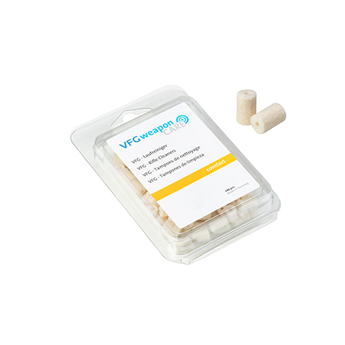 I pulitori di canna VFG COMFORT per calibri 4-4.5mm sono ideali per sporco leggero e per oliatura, con 500 pezzi per una pulizia efficace e conveniente.