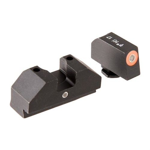 Le F8 Night Sights per Glock® offrono una visibilità eccezionale in condizioni di scarsa illuminazione, con mirini arancioni e illuminazione al trizio per una rapida acquisizione del bersaglio.