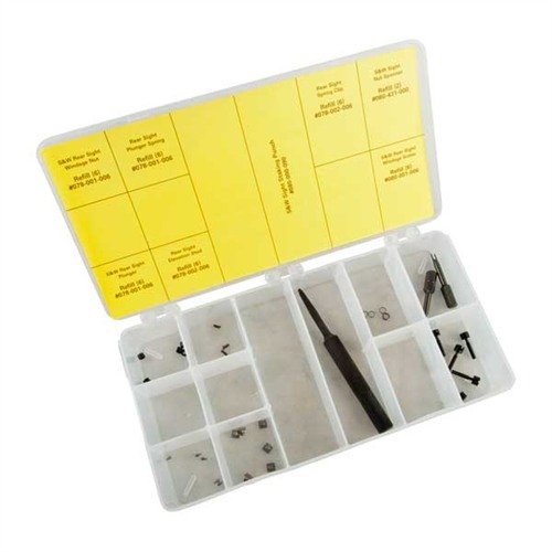 Il kit SMITH & WESSON DELUXE REAR SIGHT offre tutto il necessario per riparare e ricostruire i mirini posteriori con precisione e facilità.