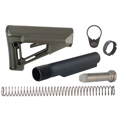 L'AR-15 STR Stock Assy offre comfort con un ampio cheekweld, storage per batterie, e un meccanismo di bloccaggio per una stabilità ottimale.