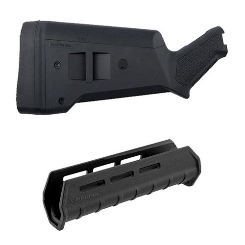 Il kit MOSSBERG 500 SGA Buttstock e M-LOK Forend offre una personalizzazione avanzata e leggerezza per fucili a pompa 12 gauge, aumentando l'adattabilità.