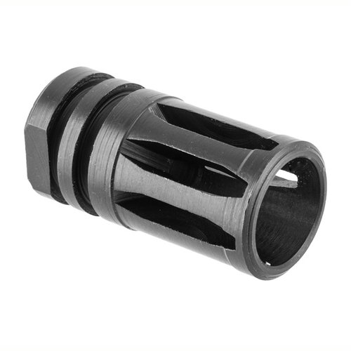 Il flash hider A2 standard per AR-15 calibro .22, realizzato in acciaio 4140 con finitura nera, offre prestazioni eccellenti e filettatura 1/2-28.