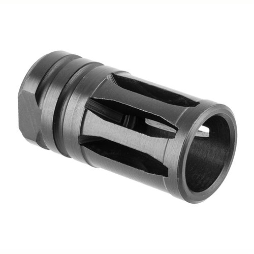 Il flash hider A2 standard per AR-15 è realizzato in acciaio 4140, con finitura in ossido nero e filettatura 5/8-24, ideale per ridurre il lampeggio.