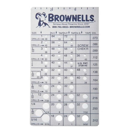 Il Brownells Screw Chek'r identifica con precisione le dimensioni delle viti e le filettature, garantendo misurazioni affidabili e un design user-friendly.