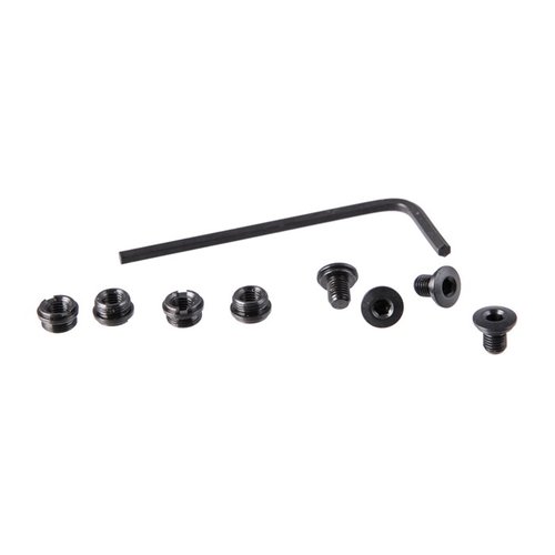 Pacchetto di quattro viti e bussole a testa esagonale per Slim Grips, in acciaio blued o nickel elettrolitico, per un aspetto elegante e senza sbavature.