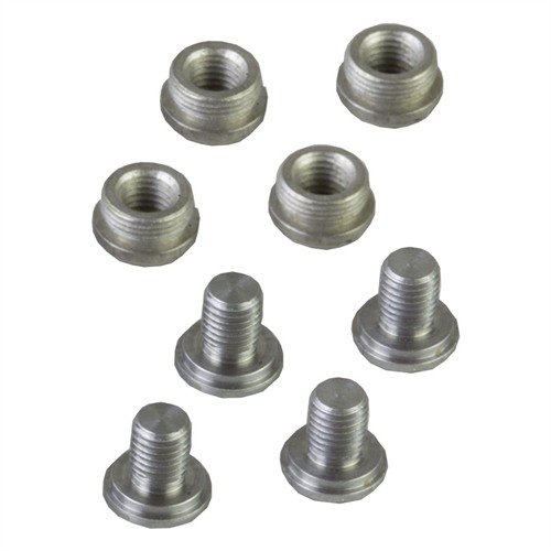 Pacchetto di quattro viti a testa esagonale e bushings per Slim Grips, in acciaio, disponibili in finitura blued o electroless nickel per un aspetto impeccabile.