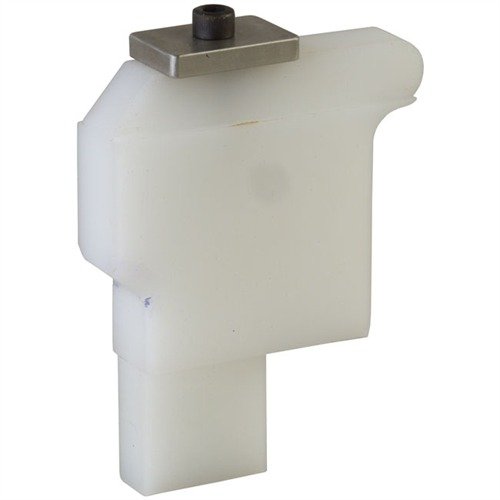 Il blocco in Delrin® sostituisce l'assemblaggio del grilletto durante la lavorazione del bedding, rendendo il processo semplice e senza disordine.