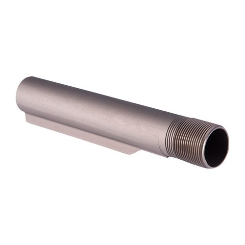 Il Brownells 2-Position Mil-Spec AR-15 Buffer Tube presenta finitura anodizzata grigia, compatibilità con buttstock mil-spec e realizzazione in alluminio 6160-T6.