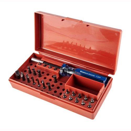 I set di cacciaviti Brownells Standard Magna-Tip® offrono 24 punte intercambiabili, design ergonomico e costruzione durevole per una manutenzione precisa delle armi.