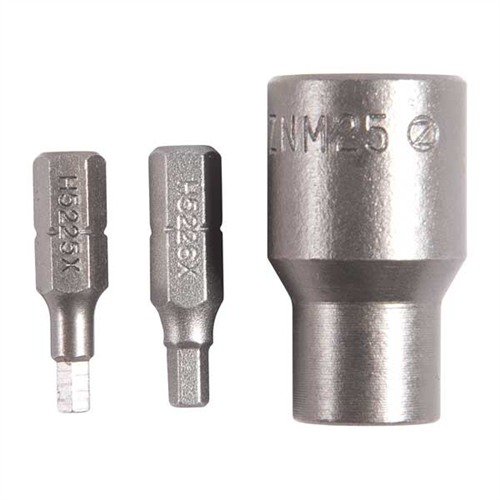 Il CARRIER KEY BIT KIT di Brownells include due bit esagonali per installare le viti del bolt carrier key e un adattatore per chiave dinamometrica da 3⁄8
