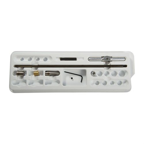 Il KIT INTERMEDIO per chamfering .38-.45 offre un taglio preciso e senza vibrazioni, eliminando il problema dello splatter dei proiettili con un Cutter e Pilot personalizzabili.