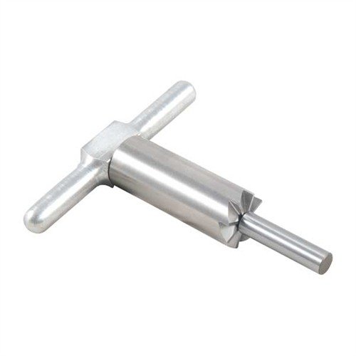 Il cutter per faccia a 90° in acciaio temprato permette di rifinire e riparare i musetti di fucili e pistole, con impugnatura e pilota intercambiabile.