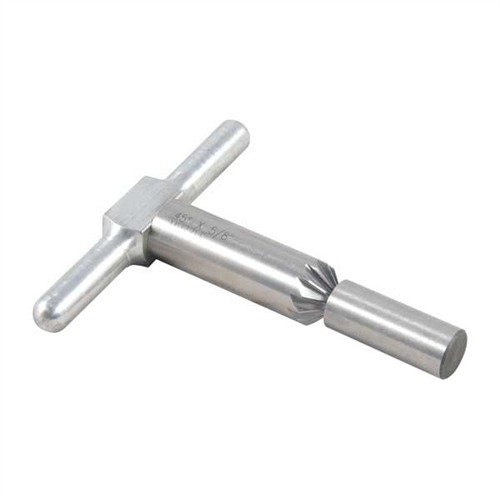 Il cutter di chamfering a 45° smussa i bordi delle bocche di fucile e pistola per un'uscita pulita del proiettile e ricariche rapide nei revolver.