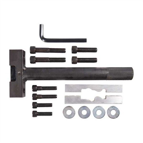 La RUGER® ACTION WRENCH offre teste in alluminio che proteggono i telai fragili, prevenendo danni costosi. Include base, manico e teste per vari modelli.