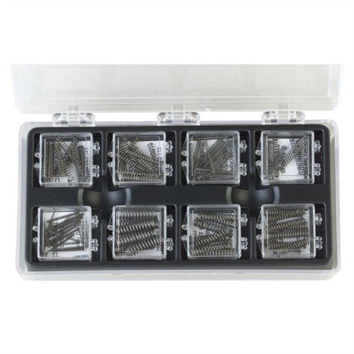 Risparmia tempo e denaro con il Kit di molle per detent ball di Brownells, contenente 20 molle di 8 dimensioni popolari, perfette per ogni detent ball.