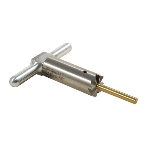 Il Cutter per Muzzle a 90° in acciaio temprato permette di rifinire e riparare le bocche di fucili e pistole, con pilota in ottone intercambiabile.