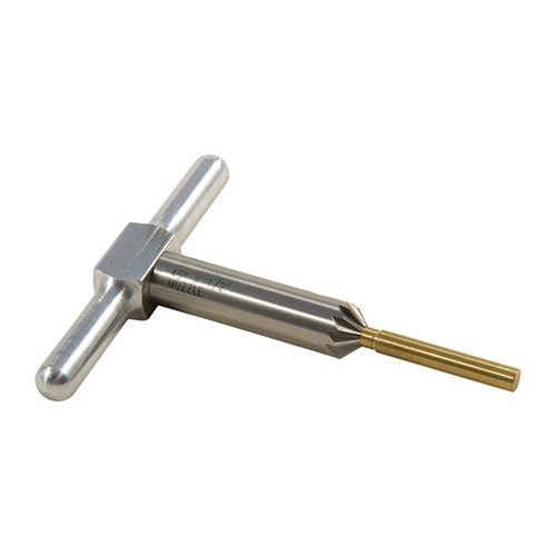 Il cutter di chamfering a 45° smussa gli spigoli delle bocche di fucile e revolver per un'uscita pulita del proiettile e ricariche più rapide.