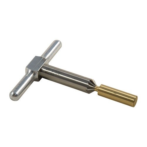 Il Cutter di Chamfering a 45° facilita l'uscita pulita dei proiettili e velocizza il ricaricamento delle camere dei revolver, incluso manico e pilota.