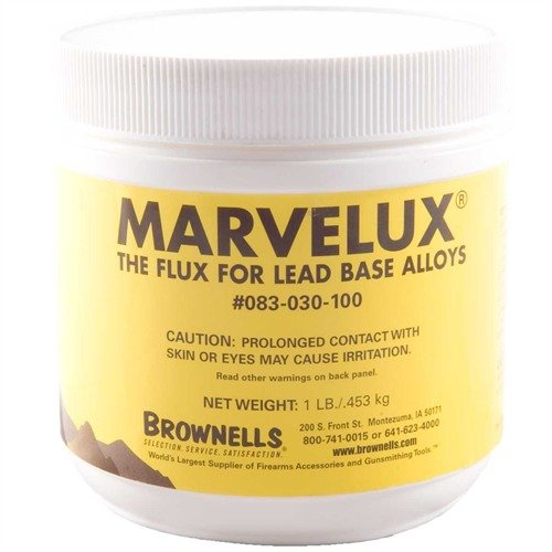 Il MARVELUX® Bullet Casting Flux di Brownells è non corrosivo, fume-free, e migliora la fluidità degli leghe di piombo, offrendo un'esperienza di fusione più sicura e piacevole.
