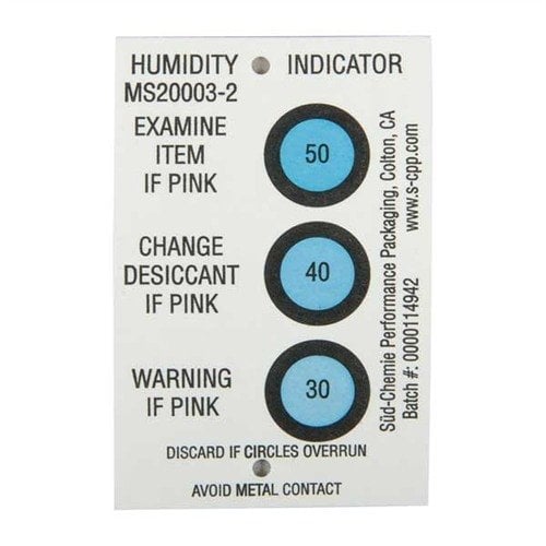 Le HUMIDITY CARDS 5 PACK di BROWNELLS prevengono danni costosi alle armi, cambiando colore da blu a rosa con l'aumento dell'umidità, per un monitoraggio facile.