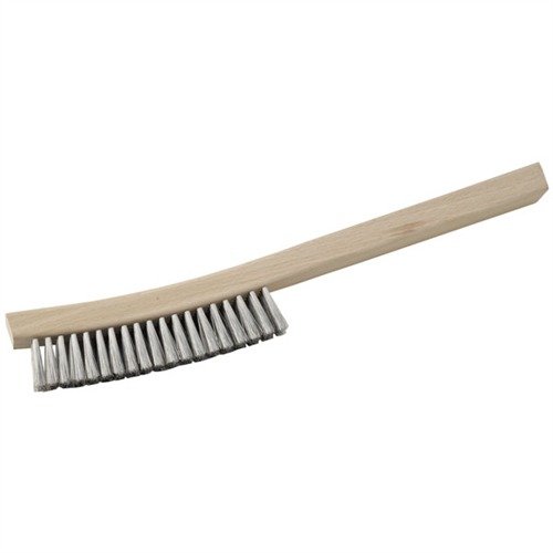 La HAND CARDING BRUSH di BROWNELLS rimuove la ruggine leggera senza graffiare, ideale per Dicropan IM! e rust bluing senza bisogno di un buffer.