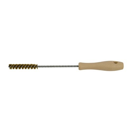 Le spazzole 'HANDLED' per camere di Brownells sono robuste, con setole in ottone per rimuovere polvere e residui, manici resistenti e lunghezza ideale per estensioni di canna.