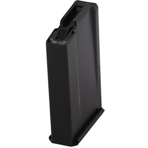 Caricatore AICS 10 colpi in acciaio, finitura Teflon nera, compatibile con fucili AICS e metal bottom, garantisce alimentazione fluida e affidabile.