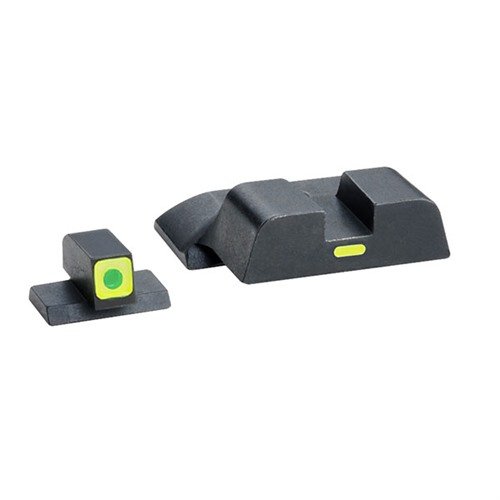 Il set di mirini CAP per S&W M&P offre un'illuminazione tritium verde-lime per una rapida acquisizione, ideale per tutte le versioni tranne Shield e Pro/Long.