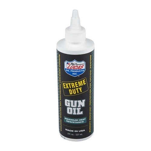 L'EXTREME DUTY GUN OIL di Lucas offre resistenza superiore al calore e agli urti, riduce l'usura e semplifica la pulizia, ideale per armi ad alto volume.