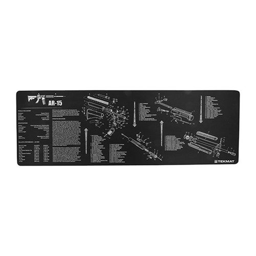 Il TEKMAT LONG GUN CLEANING MAT per AR-15 offre una protezione robusta e flessibile, con un design antiscivolo e un diagramma dettagliato per una pulizia sicura.
