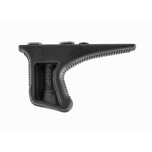 Il KAG Angled Grip offre un design ergonomico con un'inclinazione in avanti per una presa sicura e un sollievo articolare, migliorando la manipolazione dell'arma.