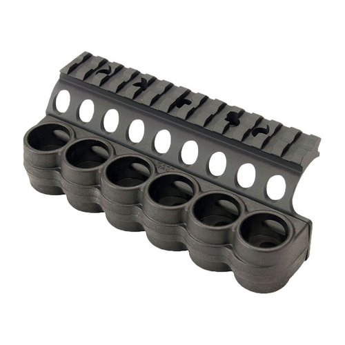 Il SURESHELL POLYMER SHOTSHELL CARRIER di Mesa Tactical offre un sistema robusto e leggero per trasportare 6 cartucce da 12GA, garantendo accessibilità e sicurezza.