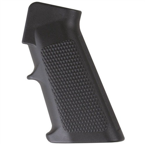 Il grip A2 in polimero nero offre una presa confortevole con linee pulite e un ledge per il dito, compatibile con fucili e carabine. Qualità Mil-Spec.